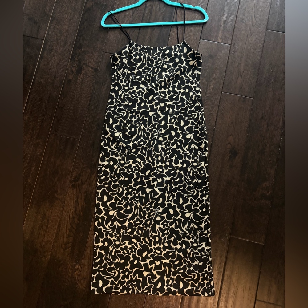 Zara Black and Cream Midi Dress